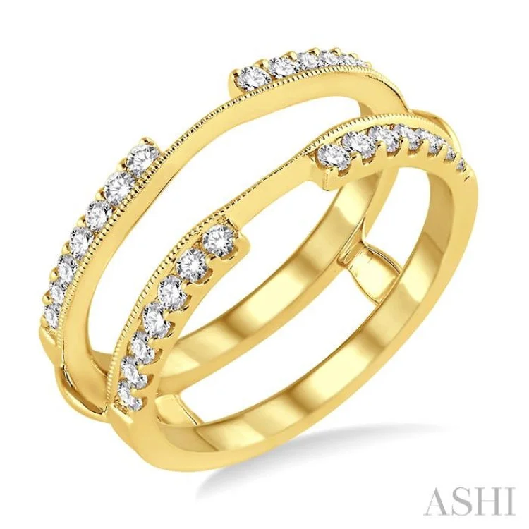 Large Engagement Ring for Women-1/2 Ctw Round Cut Diamond Insert Ring in 14K Yellow Gold