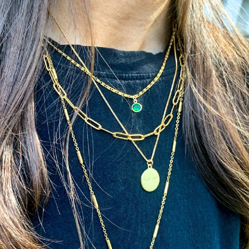 Gold Chain Necklace for Women-Green Scroll Necklace