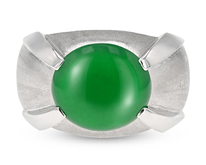 Fashionable Statement Ring for Women-Men's Jade Ring, 8.11 Carats