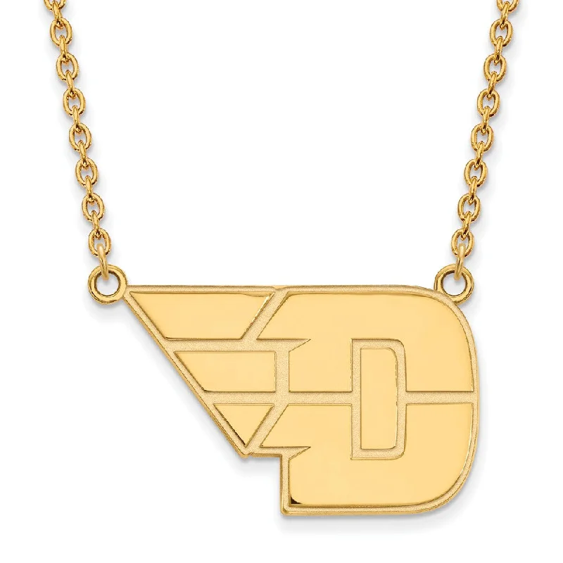 Dainty Necklace for Everyday Looks-10k Yellow Gold U of Dayton Large Pendant Necklace