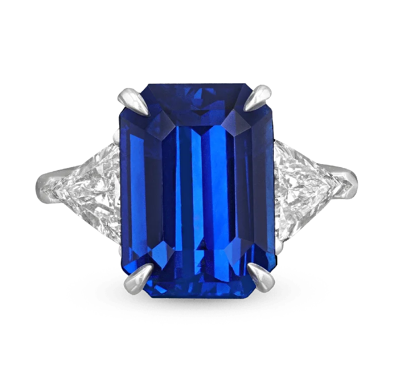 Classic Diamond Ring for Engagement-Ceylon Sapphire Ring, 10.83 carats