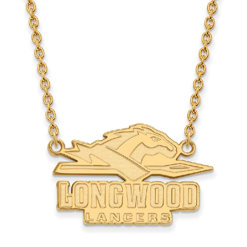 Simple Chain Necklace for Day-to-Day Look-14k Gold Plated Silver Longwood Univ. Lg Enamel Pendant Necklace