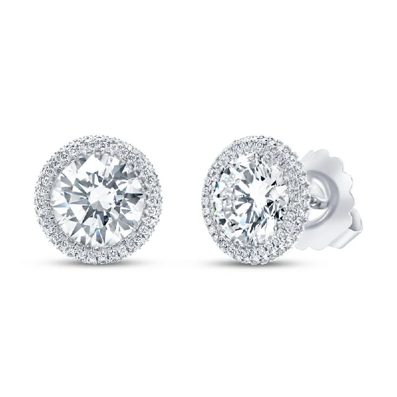 Handmade Hoop Earrings for Women-Uneek Signature Collection Halo Round Diamond Stud Earrings