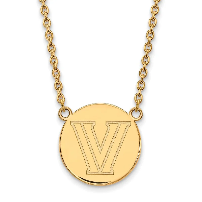 Adjustable Silver Necklace for Comfort-14k Gold Plated Silver Villanova U Large Disc Necklace