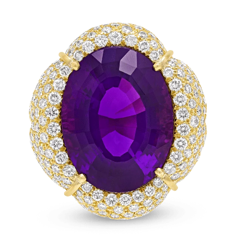 Simple Engagement Ring for Minimalist Style-Henry Dunay Amethyst Ring, 18.50 carats