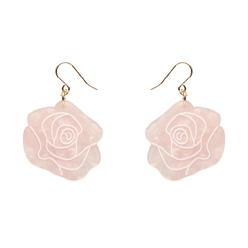 Swarovski Crystal Earrings-Erstwilder - Eternal Rose Drop Earrings - Light Pink