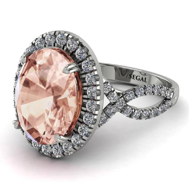 Designer Gold Ring for Engagement-Glamorous Oval Morganite Ring - Jordyn No. 903