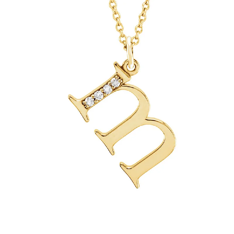 Elegant Silver Necklace for Formal Occasions-The Abbey 14k Yellow Diamond Lower Case Initial 'm' Necklace 16 Inch