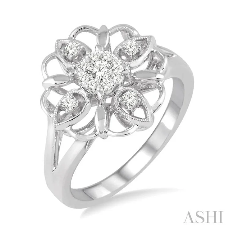 Sterling Silver Ring for Special Occasions-1/4 Ctw Diamond Lovebright Ring in 14K White Gold