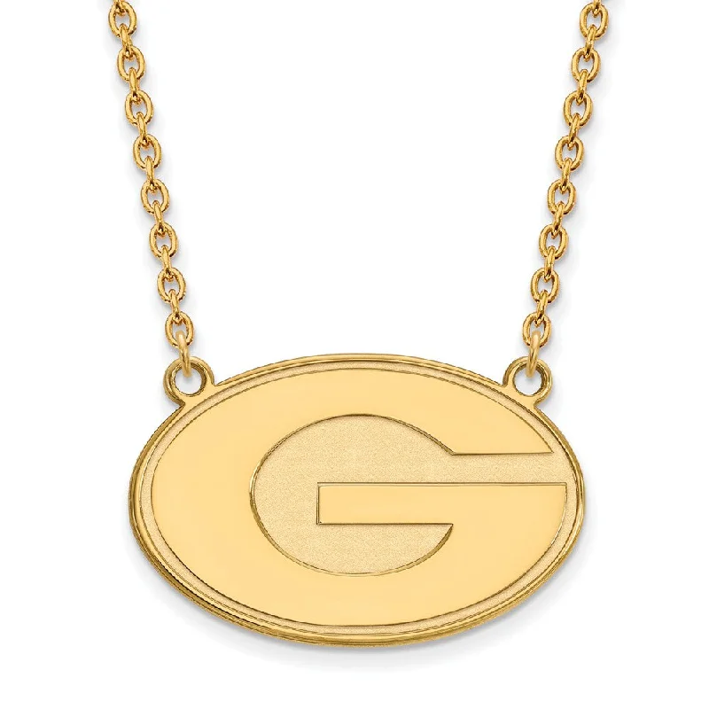 Stylish Necklace for Special Events-10k Yellow Gold U of Georgia Large Disc Pendant Necklace