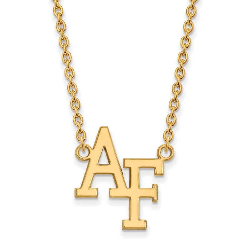 Gold Chain Necklace for Women-14k Yellow Gold Air Force Academy Large Pendant Necklace