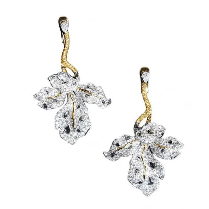 Chic Drop Earrings-18K Diamond Maple Leaf Foliage Four Season Pendant Earrings