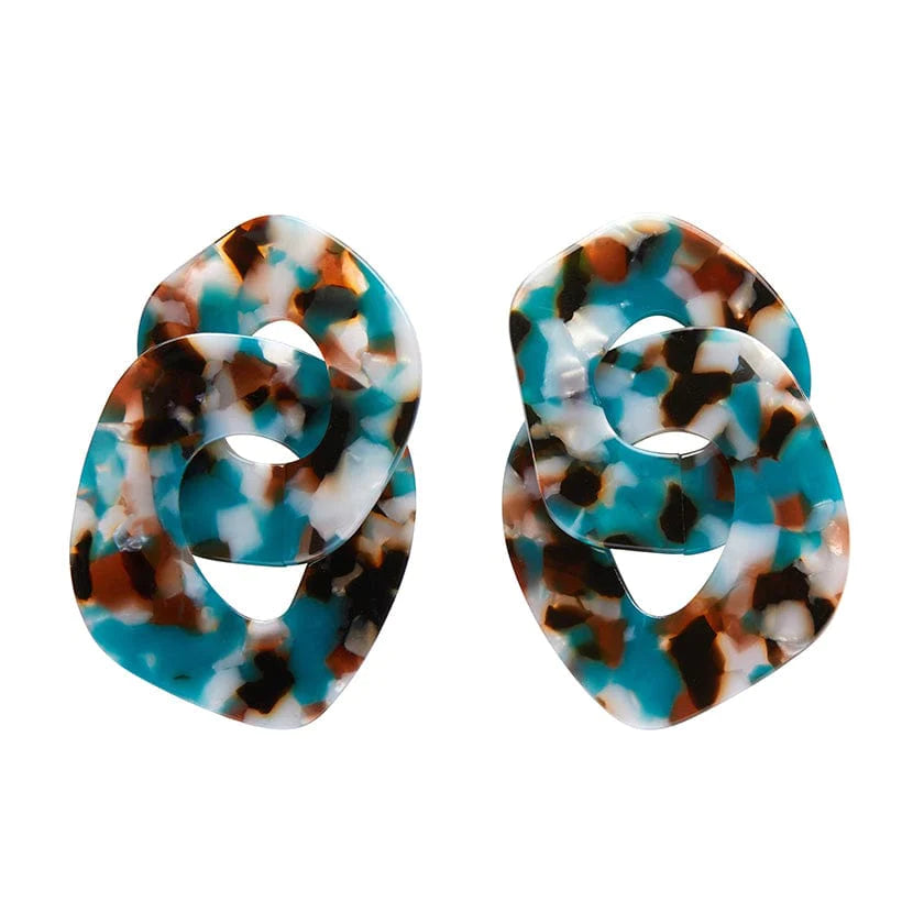 Chic Earrings for Stylish Women-Erstwilder - Blue Tort Chunky Chain Earrings - Iris Apfel (2023)