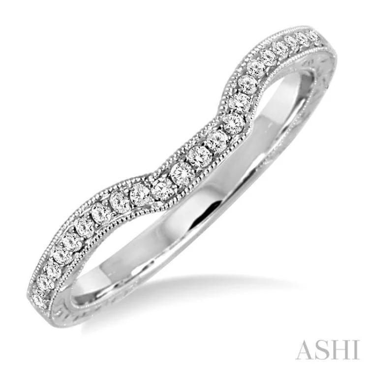 Simple Silver Band Ring for Men-1/6 Ctw Round Cut Diamond Matching Wedding Band in 14K White Gold