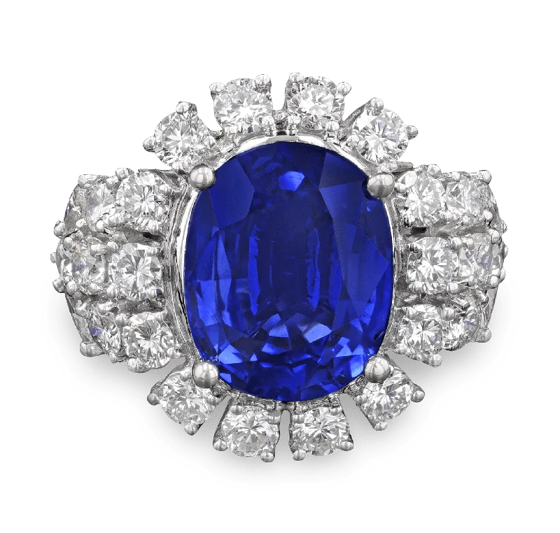 Chunky Gemstone Ring for Bold Style-Ceylon Sapphire Ring, 8.11 carats