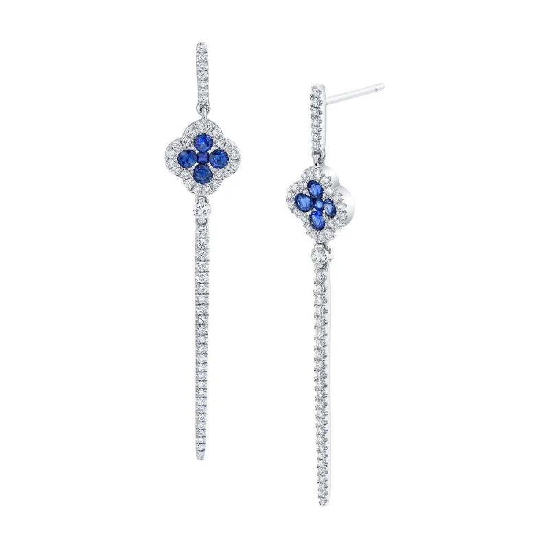 Sparkling Earrings for Evening Parties-Uneek Precious Collection Round Blue Sapphire Dangle Earrings