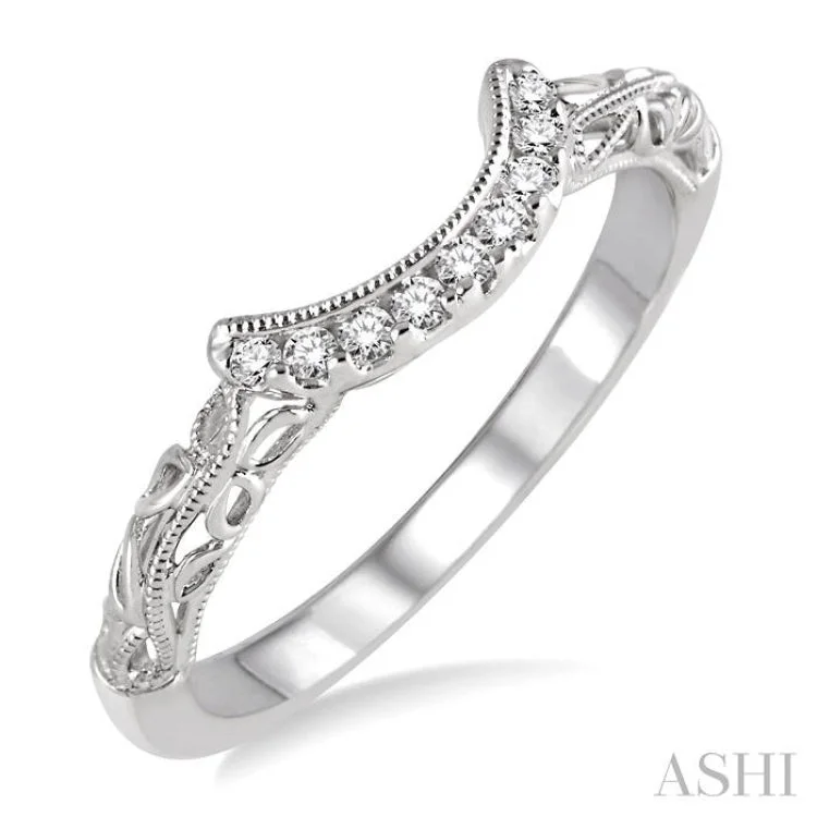 Custom Name Ring for Personal Touch-1/10 Ctw Round Cut Diamond Wedding Band in 14K White Gold