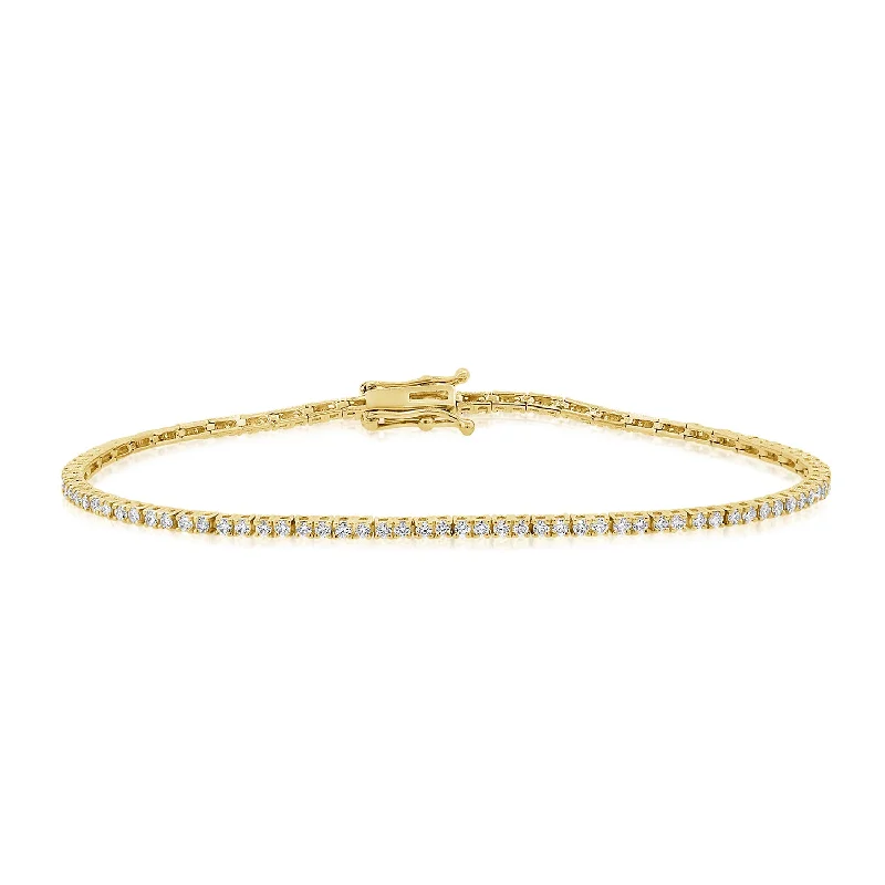 Beaded Bracelets for Casual Style-14K Yellow Gold 1.29Ct Diamond Tennis Bracelet