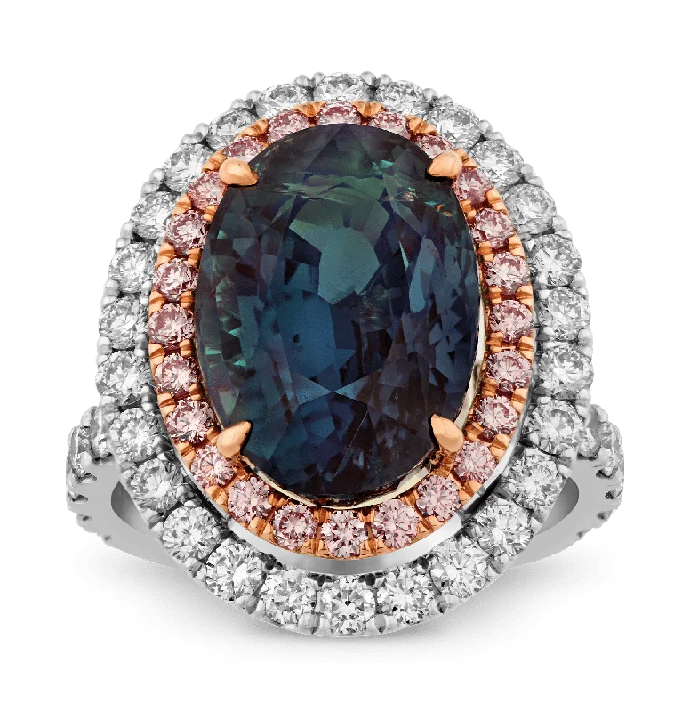 Luxury Sapphire Ring for Anniversary-Untreated Brazilian Alexandrite Ring, 11.15 Carats