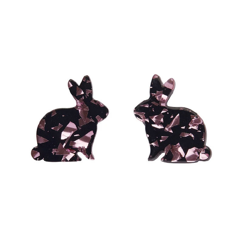 Luxury Gold Earrings for Anniversary-Erstwilder - Bunny Chunky Glitter Resin Stud Earrings - Pink