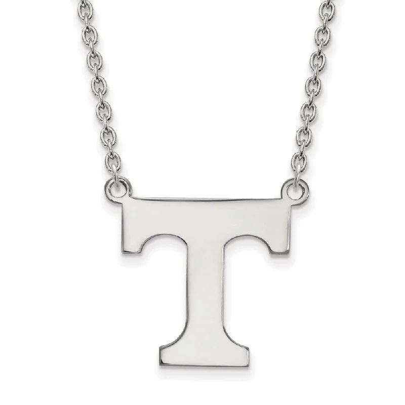 Fine Gold Necklace for Luxury Look-10k White Gold U of Tennessee Large Initial T Pendant Necklace