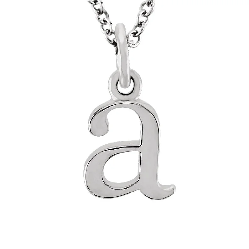 Simple Gold Necklace for Daily Wear-The Abbey Lower Case Initial 'a' Necklace in 14k White Gold, 16 Inch