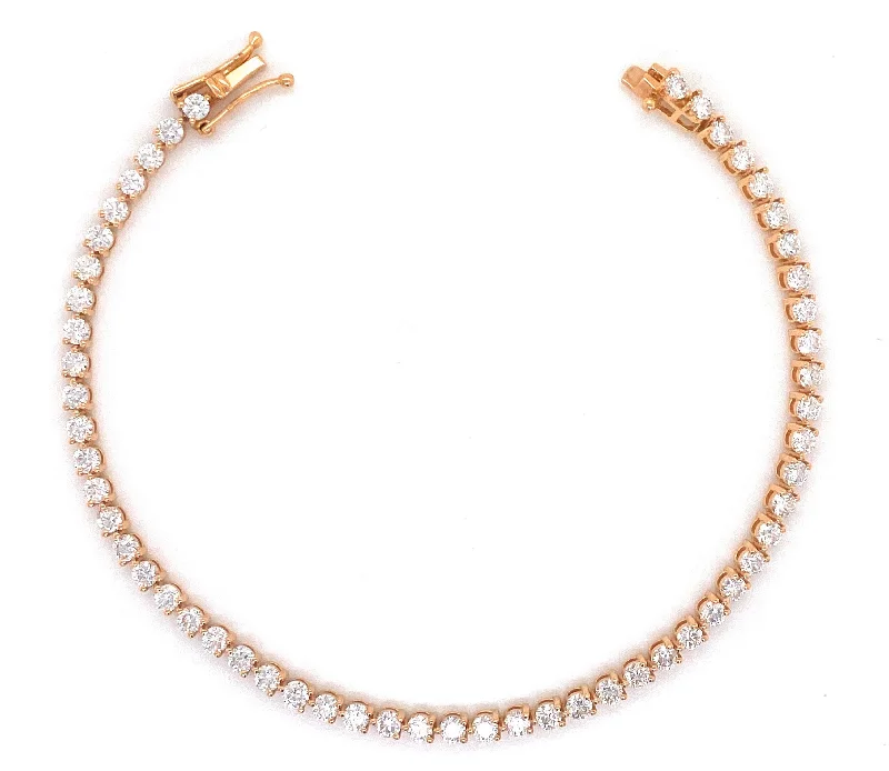 Personalized Bangle for Wedding-18K Rose Gold Diamond Tennis Bracelet