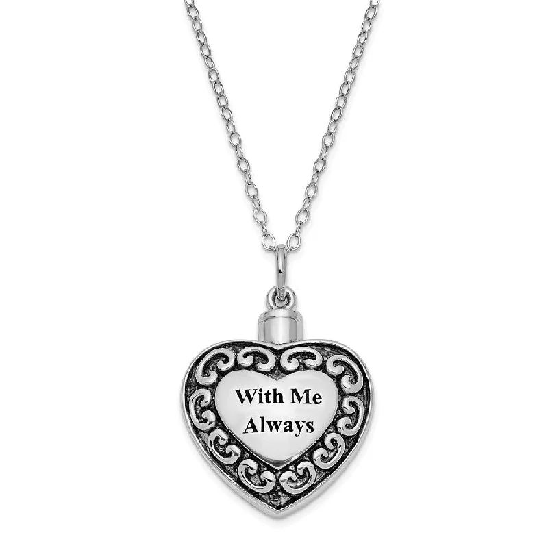 Unique Statement Necklace for Bold Fashion-Sterling Silver With Me Always Heart Ash Holder Necklace, 18 Inch