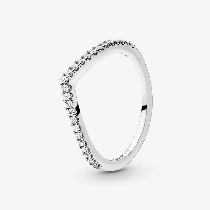 Beautiful Gemstone Engagement Ring-PANDORA : Sparkling Wishbone Ring