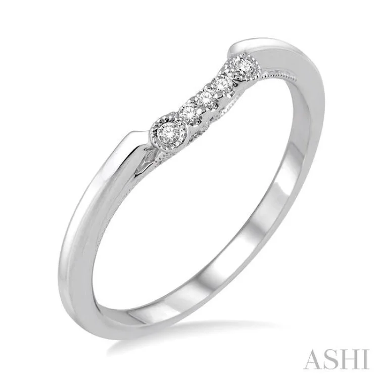 Bridal Ring Set for Weddings-1/20 Ctw Round Cut Diamond Wedding Band in 14K White Gold