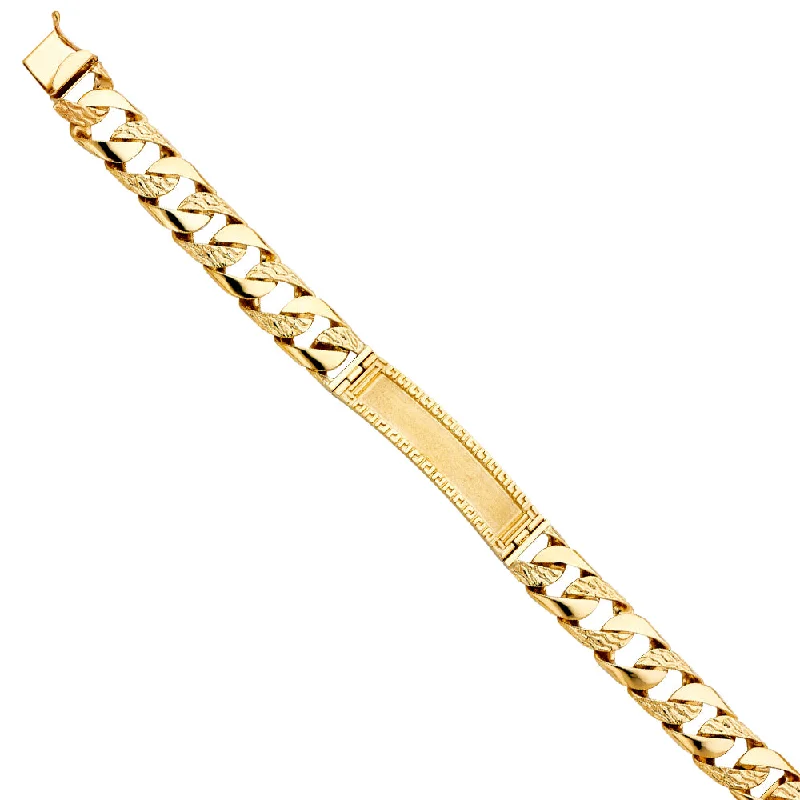 Simple Chain Bracelet for Men-14KY Nugget Cuban Link ID Bracelet