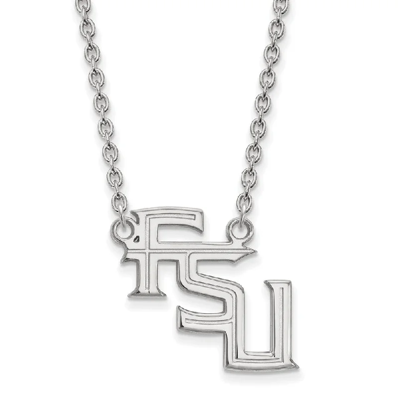 Modern Necklace for Evening Outfits-Sterling Silver Florida State Large 'FSU' Pendant Necklace