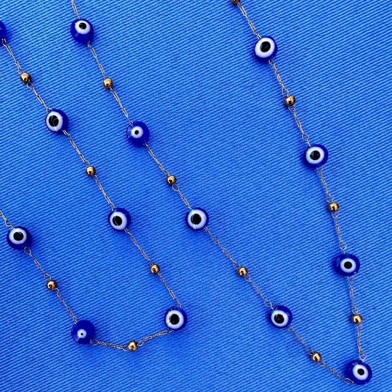 Elegant Choker Necklace for Brides-Evil Eye Station Necklace