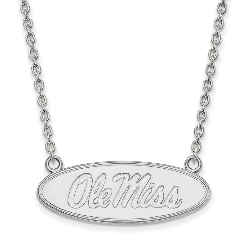 Layered Necklace for Fashion-10k White Gold U of Mississippi Large Ole Miss Pendant Necklace