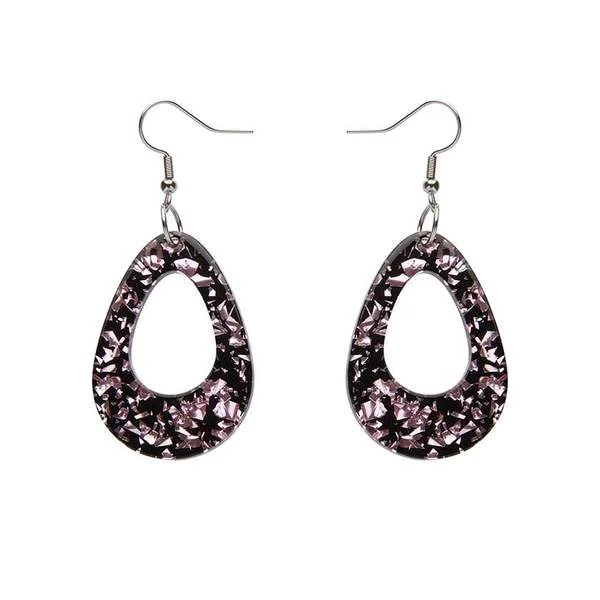 Elegant Earrings for Bridal Parties-Erstwilder - Teardrop Chunky Glitter Resin Drop Earrings - Pink