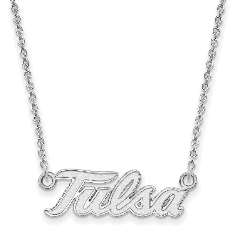 Simple Gold Necklace for Daily Wear-14k White Gold The U of Tulsa Large Pendant Necklace