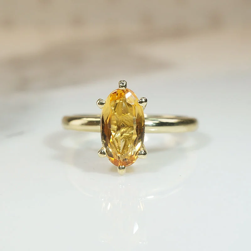 Adjustable Ring for Casual Style-Pure Gold Imperial Topaz Solitaire Ring by 720