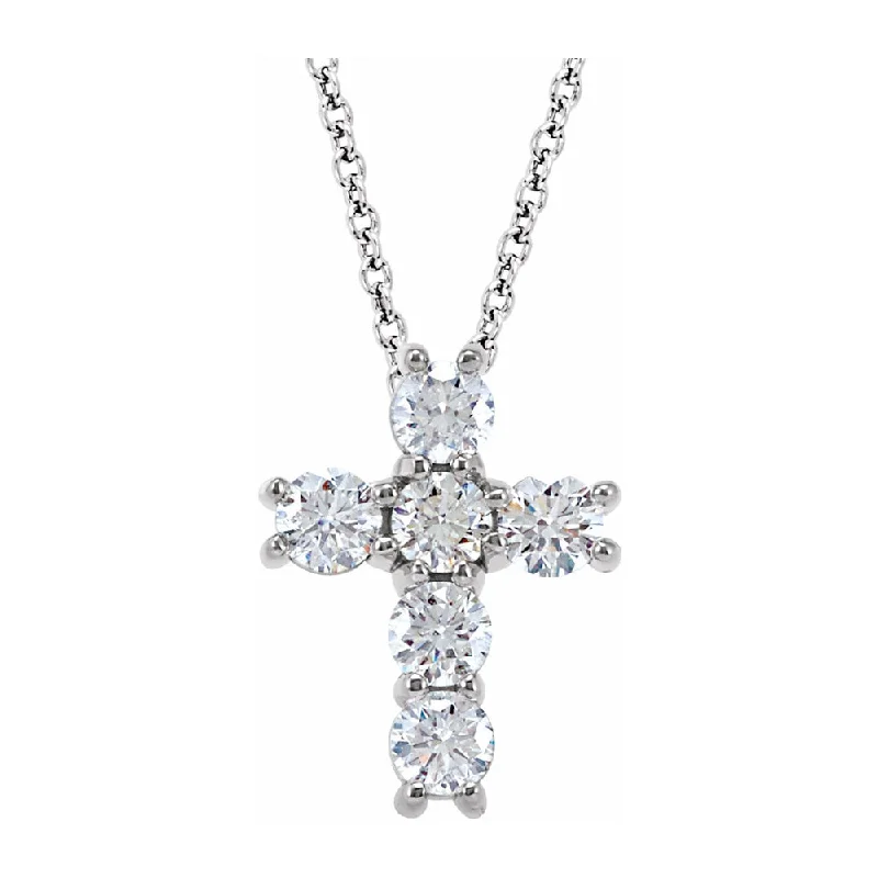 Cute Necklace for Gift Giving-14K White Gold 3/4 CTW Diamond 14mm Cross Necklace, 18 Inch