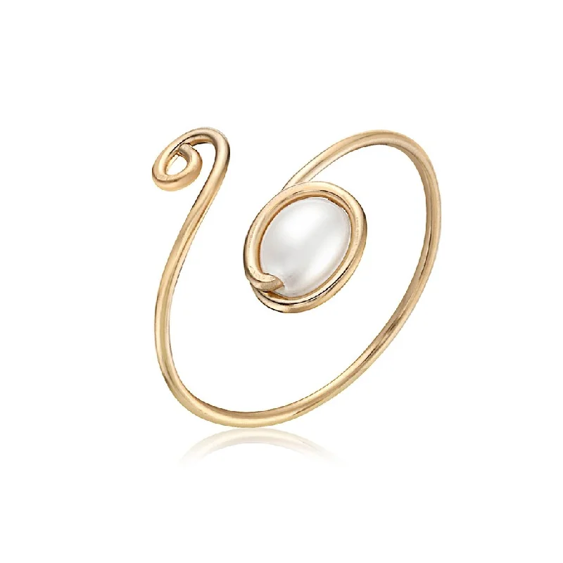 Elegant Vintage Wedding Band-Ronaldo Jewelry : Pearl of My Heart Ring in Gold