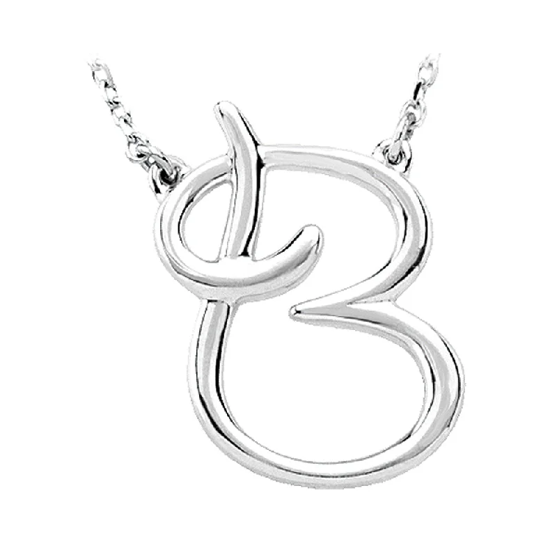 Bohemian Necklace for Hippie Style-Sterling Silver, Olivia Collection, Medium Script Initial B Necklace