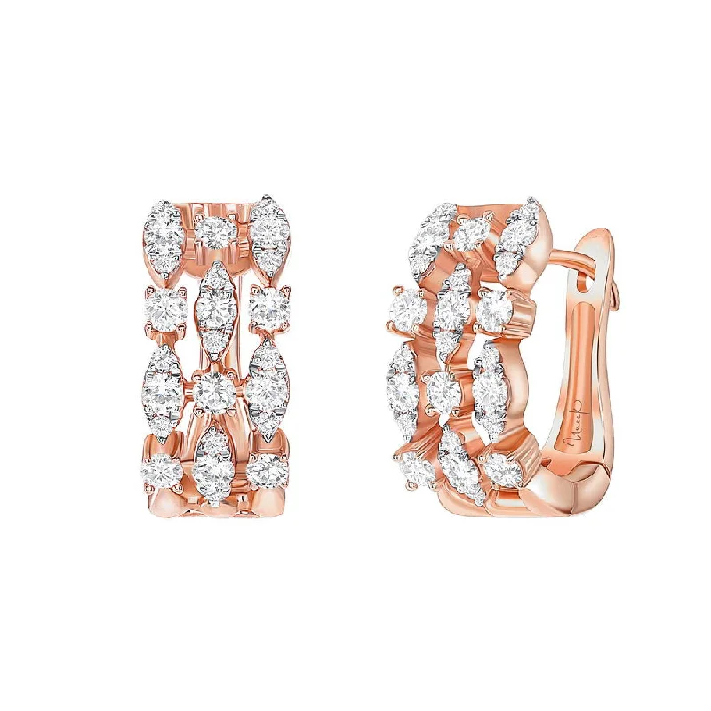 Unique Gem Earrings for Trendsetters-Uneek Lace Collection 3-Row Huggie Earrings