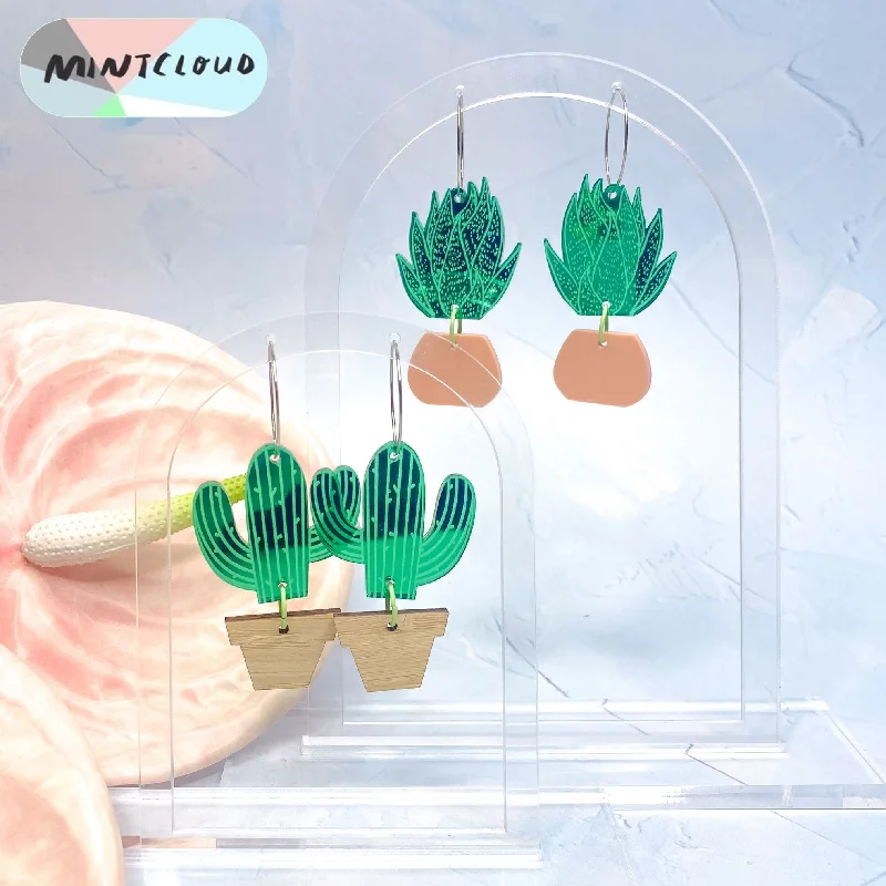 Colorful Hoop Earrings for Casual Look-Mintcloud Dangles - Potted Cacti