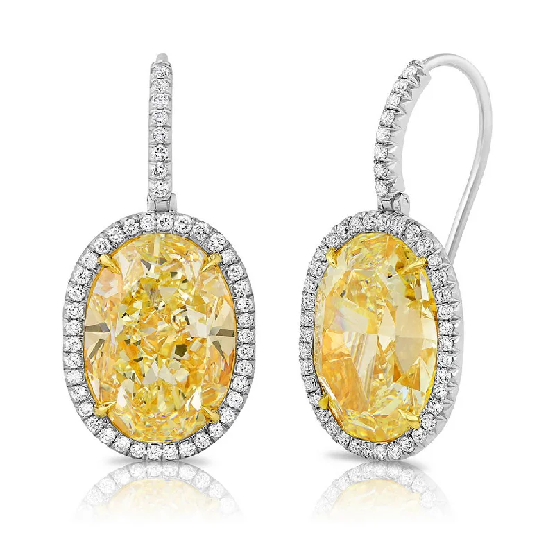 Fun Earrings for Day to Day Wear-Uneek Oval Yellow Diamond Earrings