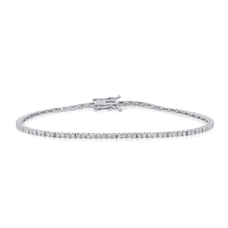 Modern Stainless Steel Bracelet for Men-14K White Gold 1.29Ct Diamond Tennis Bracelet