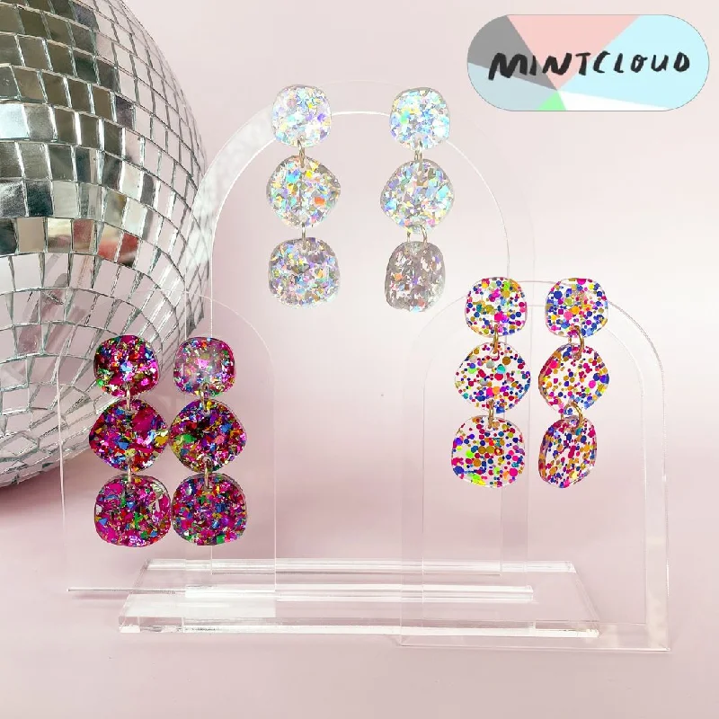 Unique Gem Earrings for Trendsetters-Mintcloud Triplets Dangle - Various Colours