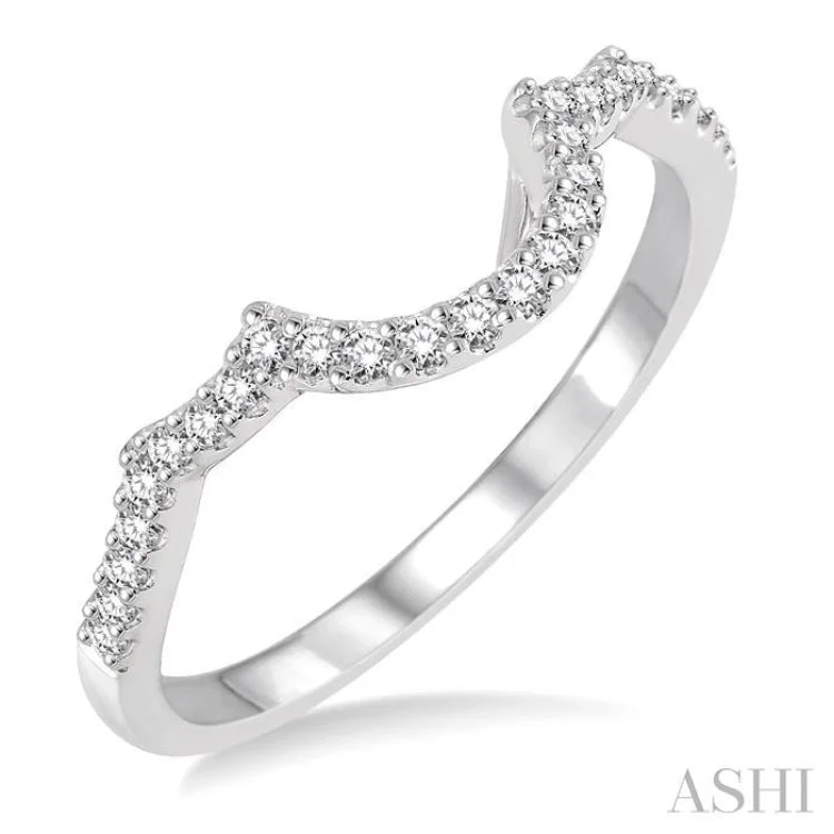 Custom Gold Ring for Special Occasions-1/6 Ctw Arched Round Cut Diamond Wedding Band in 14K White Gold