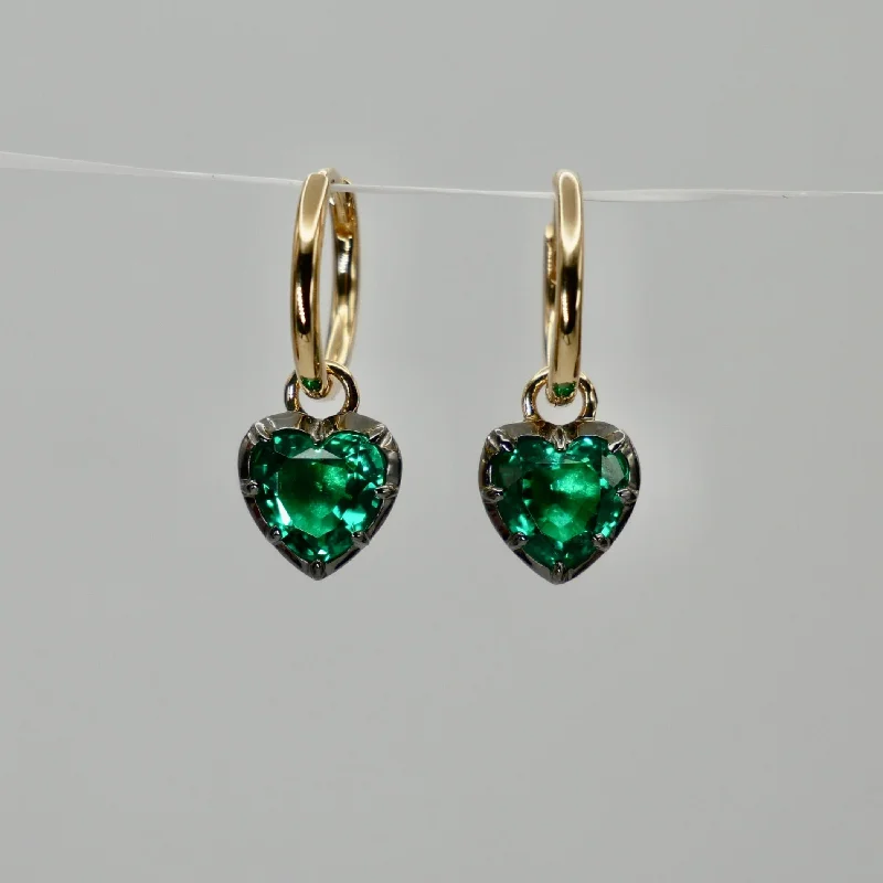 Fashionable Stud Earrings for Women-1.4 ct Heart-Shaped Emerald Blackened Gold Georgian Victorian Earrings Antique Inspired