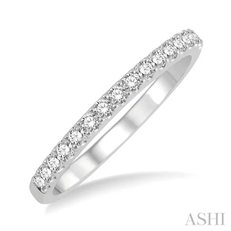 Custom Birthstone Ring for Women-1/3 ctw Round Cut Diamond Wedding Band in 14K White Gold