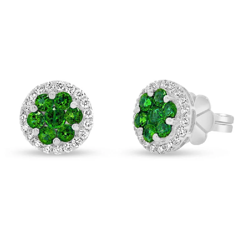 Small Drop Earrings for Casual Style-Uneek Precious Collection Halo Round Emerald Stud Earrings