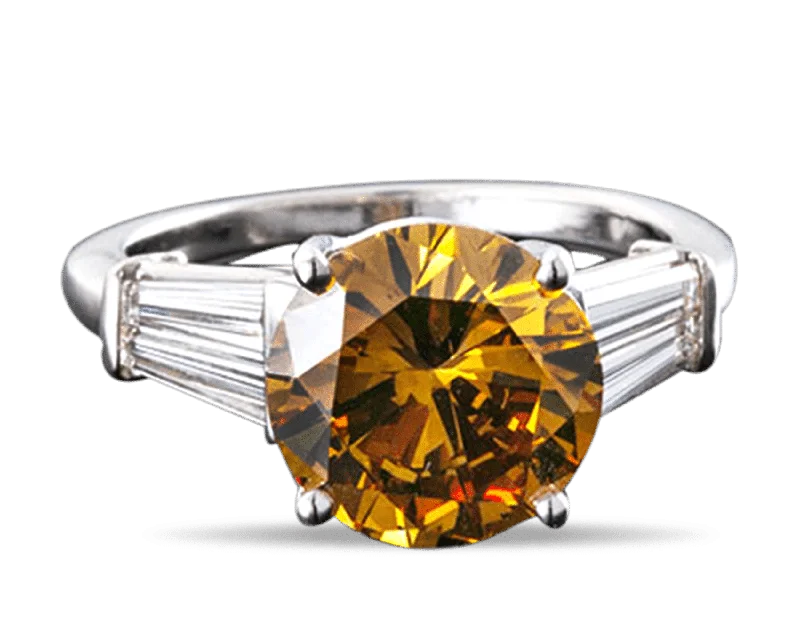 Elegant Diamond Wedding Ring-Natural Fancy Deep Brown-Orange Diamond Ring, 3.11 Carats